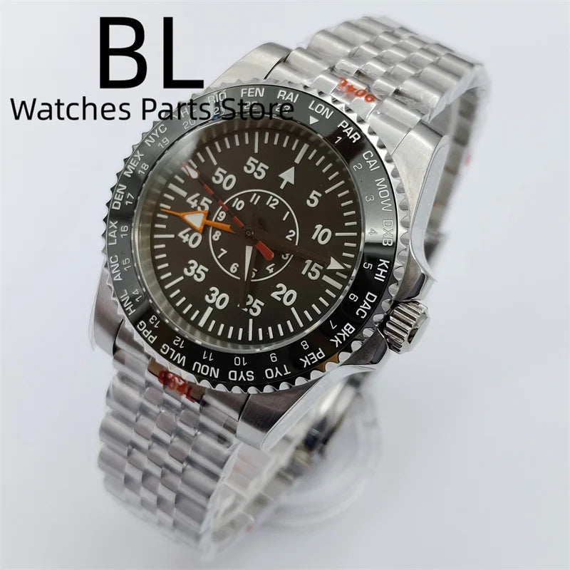 Bliger Custom Mechanical Watch for Gentlemen 40mm NH34 Black Dial Green Luminous Hands Jubilee Bracelet Glide Lock CHICBURN