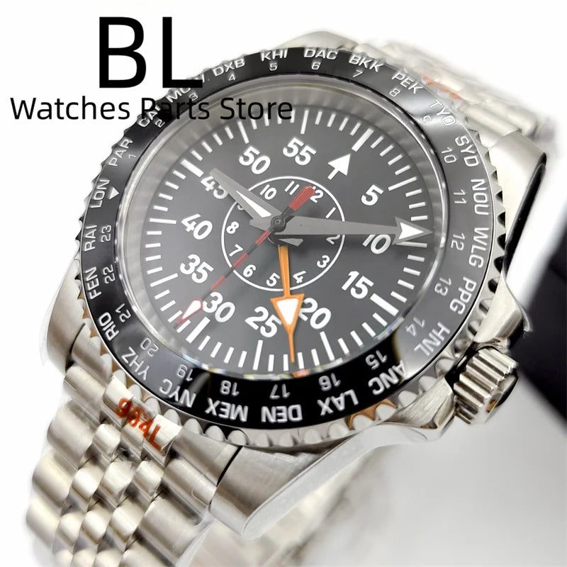 Bliger Custom Mechanical Watch for Gentlemen 40mm NH34 Black Dial Green Luminous Hands Jubilee Bracelet Glide Lock CHICBURN