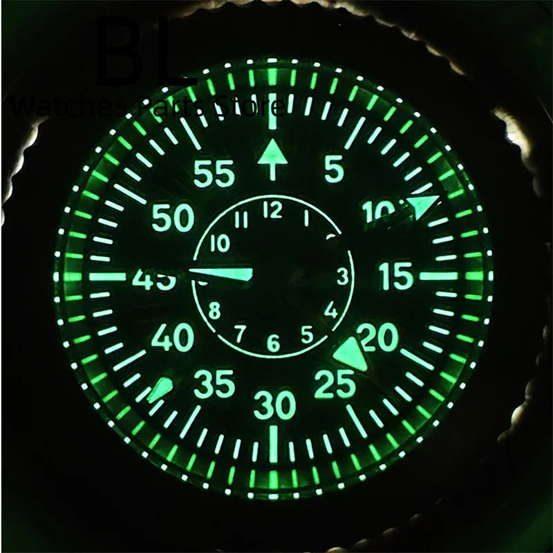 Bliger Custom Mechanical Watch for Gentlemen 40mm NH34 Black Dial Green Luminous Hands Jubilee Bracelet Glide Lock CHICBURN