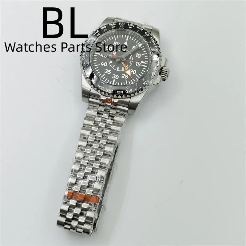Bliger Custom Mechanical Watch for Gentlemen 40mm NH34 Black Dial Green Luminous Hands Jubilee Bracelet Glide Lock CHICBURN
