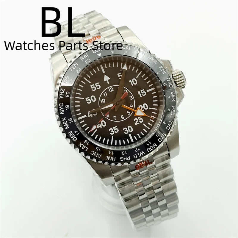 Bliger Custom Mechanical Watch for Gentlemen 40mm NH34 Black Dial Green Luminous Hands Jubilee Bracelet Glide Lock CHICBURN