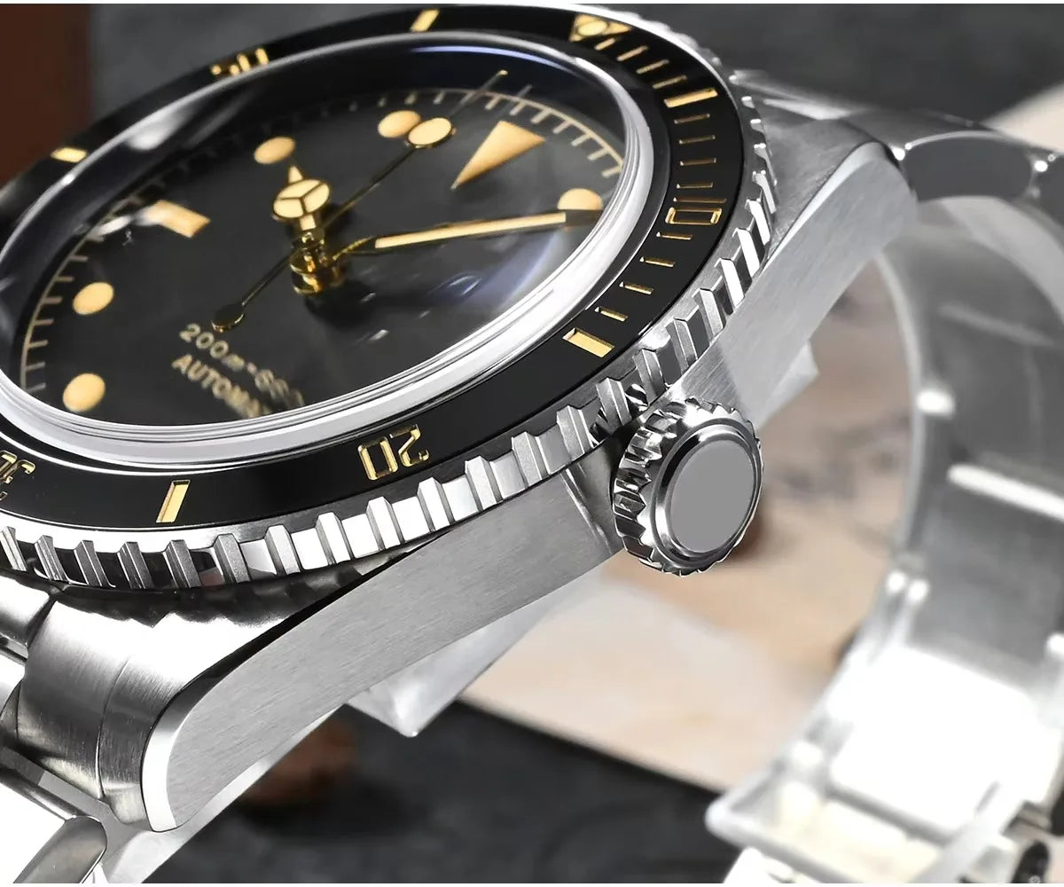 Sapphire Glass Mirror 316L Stainless Steel Waterproof 20ATM Diving Capacity Dial Display Pointer Automatic Mechanical Watches CHICBURN