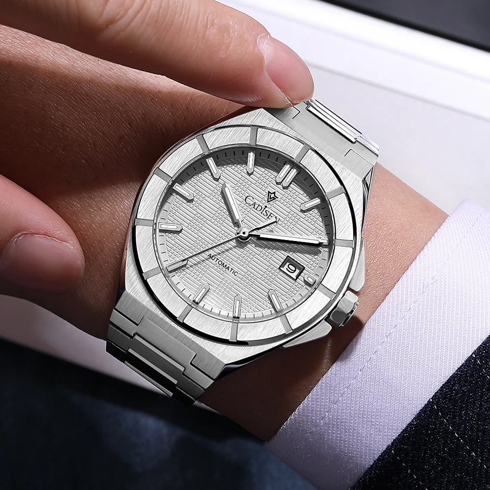 CADISEN New Mens Watches Business Automatic Watch Men Japan Mechanical 40MM AR Sapphire 100M Waterproof WristWatch CHICBURN