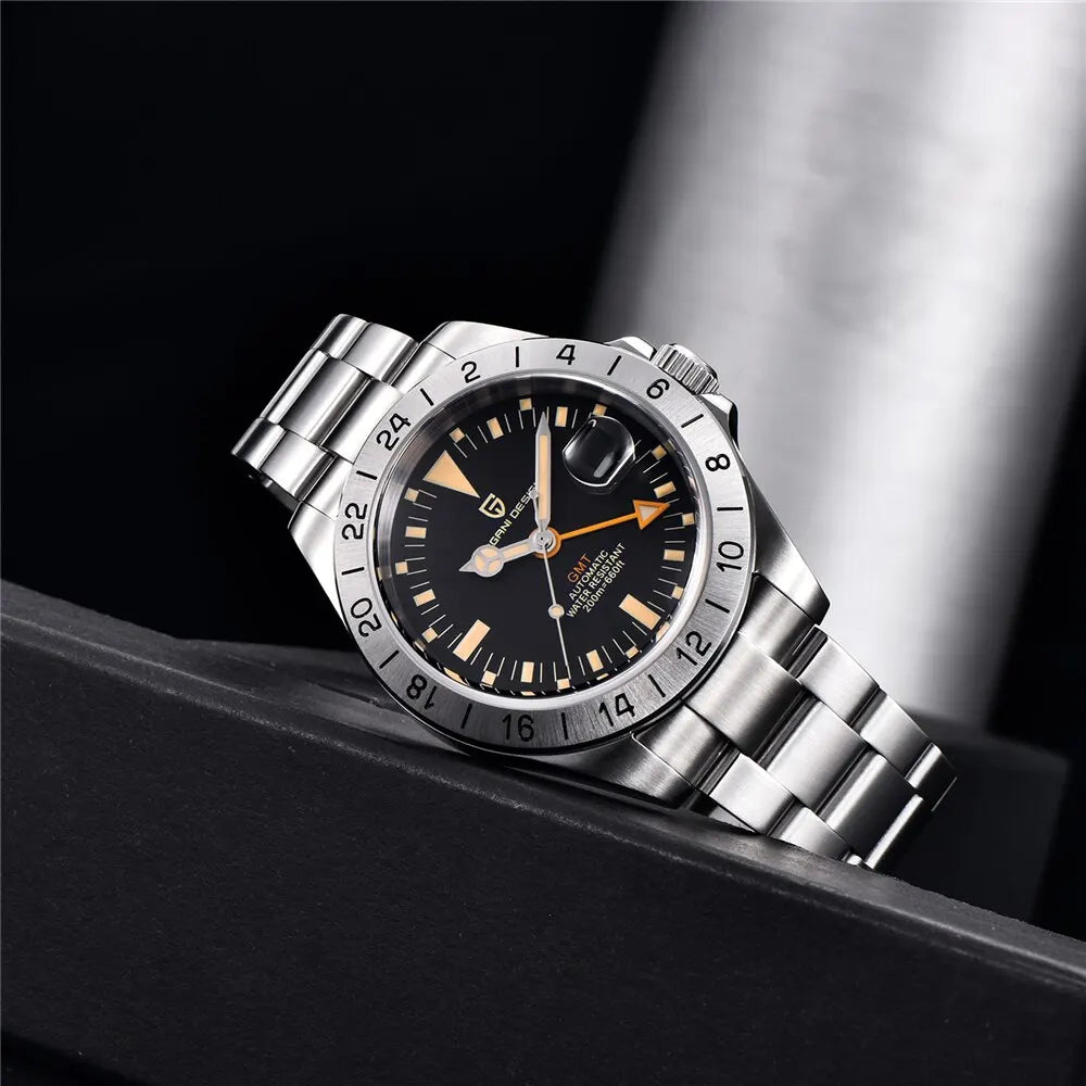 2024 New PAGANI DESIGN GMT Men Automatic Mechanical Watch Classic Retro Watch Stainless Steel 200m Waterproof Clock Reloj Hombre CHICBURN