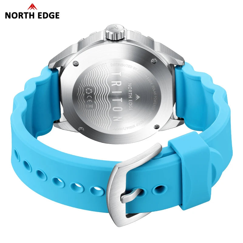 NORTH EDGE 2025 New TRITON Solar Powered Dive Watch Men Luxury Quartz Watches For Men 316L Stainless Steel Case Waterproof 300M CHICBURN